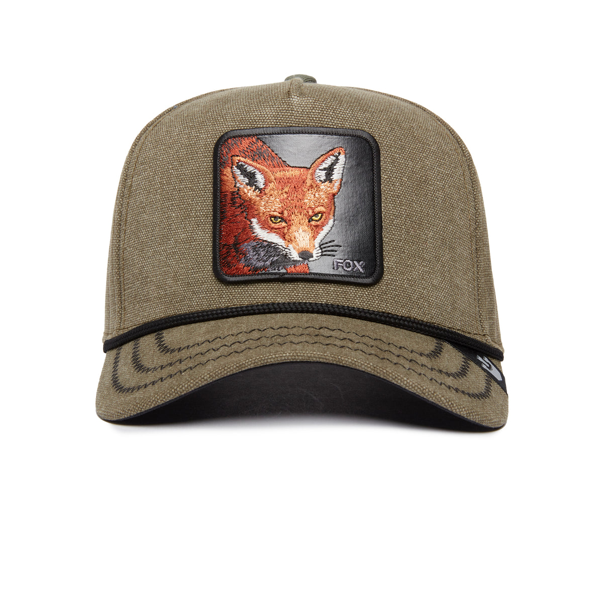 Channel your inner trickster with the Foxy Duck cap from The Farm—a stylish olive green cap featuring an illustrated fox face patch on the front. Finished with a black cord detail above the brim, this sharp accessory is designed for sly moves and standout looks.