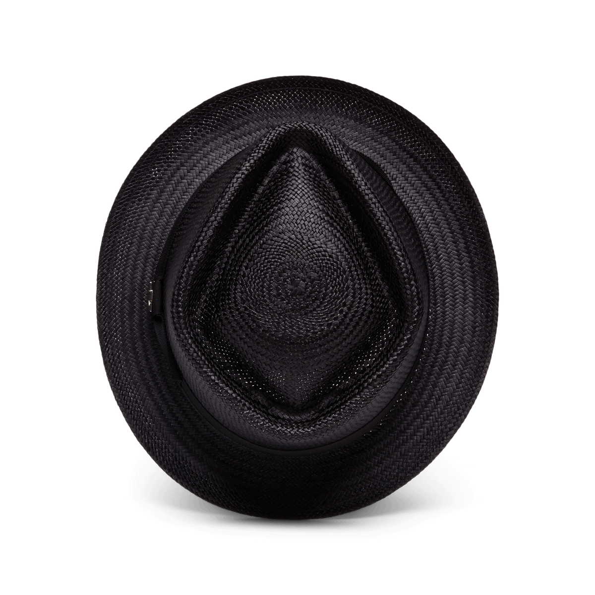 The "That's All Folks" hat by Goorin Bros. is a black, handwoven Ecuadorian wide-brim style, displayed from above on a plain white background.