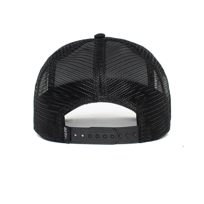Back view of The Butch by The Farm, a black mesh trucker hat with adjustable snapback closure. All sales are final.