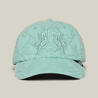 The Goorin Bros. Future Baby Daddy Papa Cap in GUMMY brings main character energy with textured all-over embroidery and two mirrored lion designs on the front.