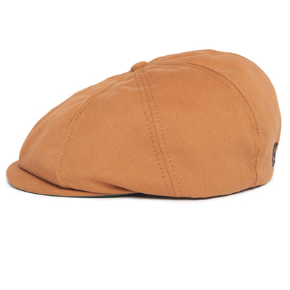 Brown Goorin Bros. Mulberry Street flatcap made of fabric, displayed from a side angle against a white background.