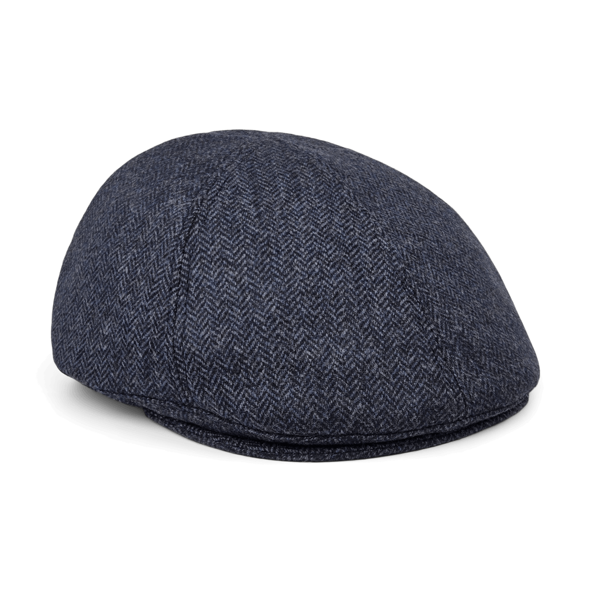 The Goorin Bros. Harry Bones is a dark blue wool flatcap with a herringbone pattern, shown on a plain white background.