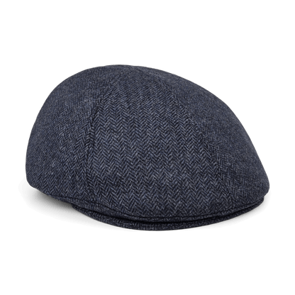 The Goorin Bros. Harry Bones is a dark blue wool flatcap with a herringbone pattern, shown on a plain white background.