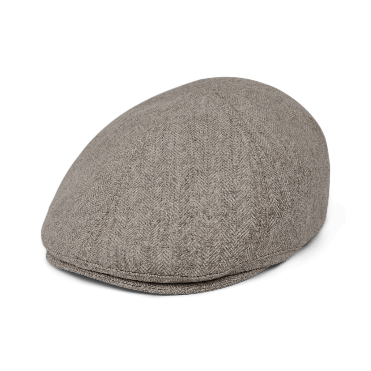 The Goorin Bros. Harry Bones flatcap in tan herringbone is shown against a plain white background, highlighting its timeless style and subtle pattern.