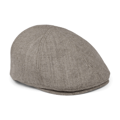 The Goorin Bros. "Harry Bones" is a classic gray herringbone wool flatcap with a curved brim, shown on a plain white background.