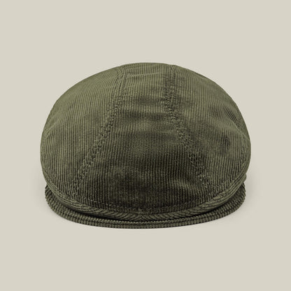 The Goorin Bros. Maxwell Park flatcap in olive green is shown against a plain, light beige background.