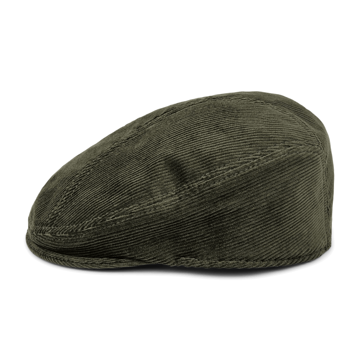 The Maxwell Park flatcap by Goorin Bros., crafted from dark green cotton corduroy in the USA, is displayed against a plain white background.