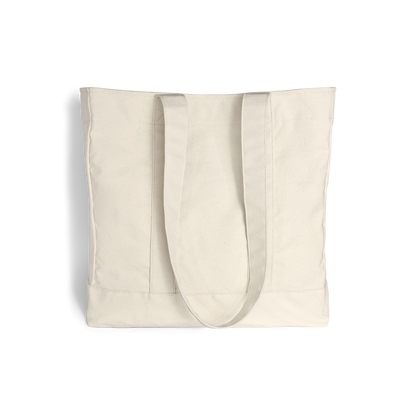 The Goorin Reworked Tote by Goorin Bros. is a plain, light beige canvas bag with two long shoulder straps, made in the USA and shown against a white background.