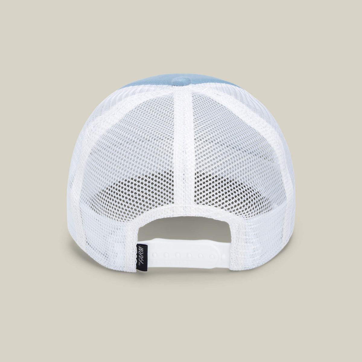 The Goorin Bros. "So Big" kids cap in light blue and white features a sky blue mesh back, adjustable snapback closure, and an embroidered elephant patch for playful charm.