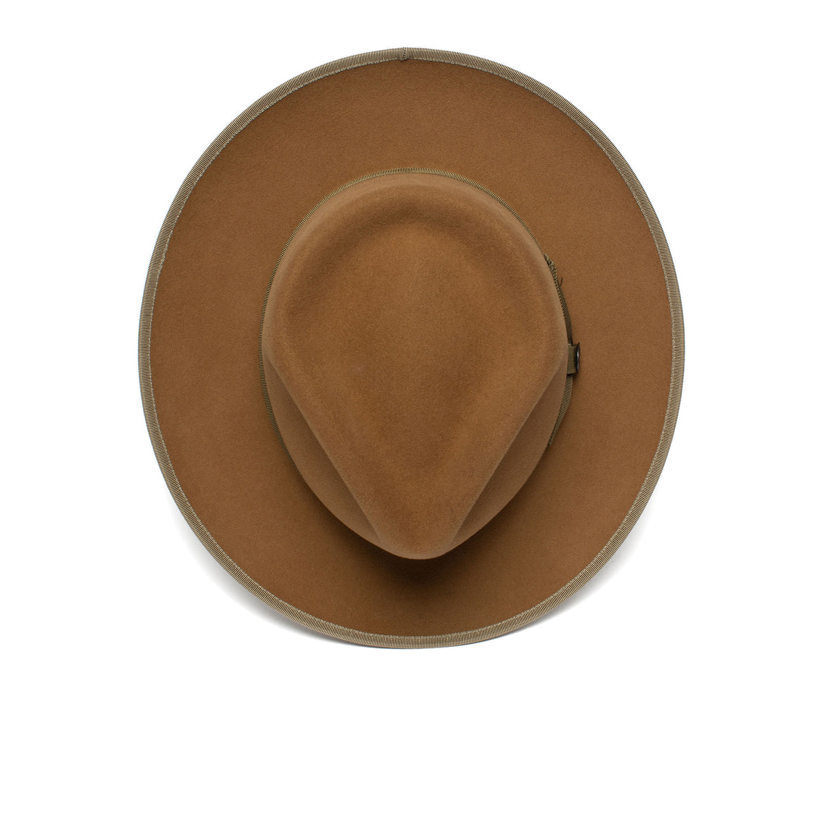 River Gray wide brim fedora by Goorin Bros., viewed from above against a white background, expertly crafted from premium merino wool and proudly American made.